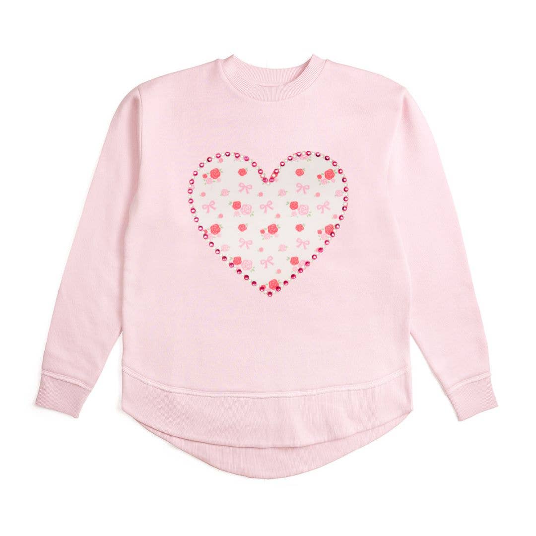 Dainty Rose Pearl Heart Patch Women's Sweatshirt Mommy & Me