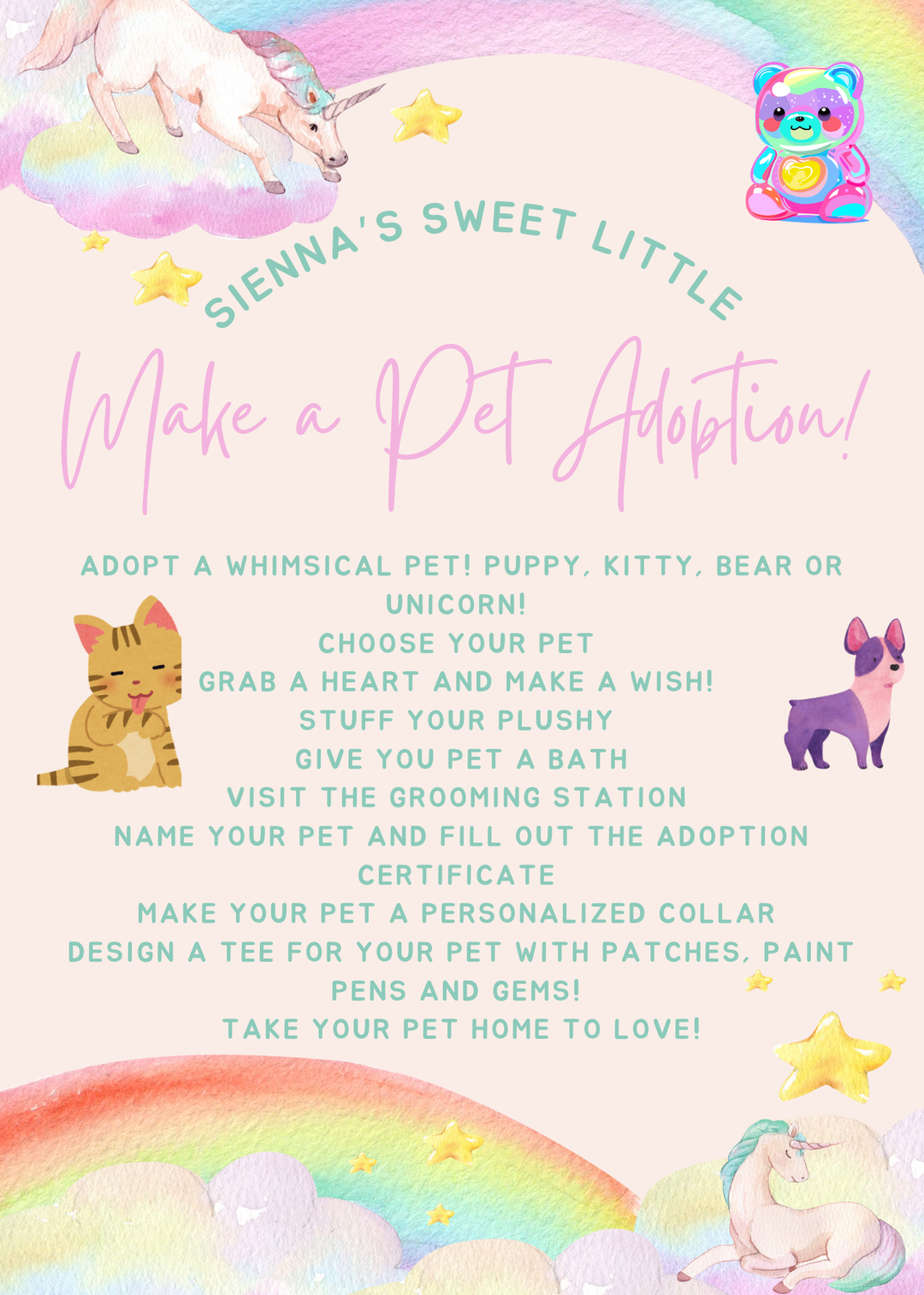 1/26 3:30pm Sweet Little Make A Pet Adoption Party 11am