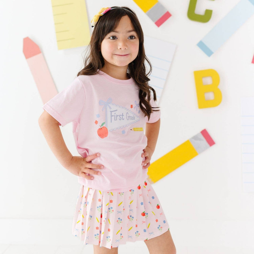 First Grade Bow Pennant Short Sleeve T-Shirt -Back To School