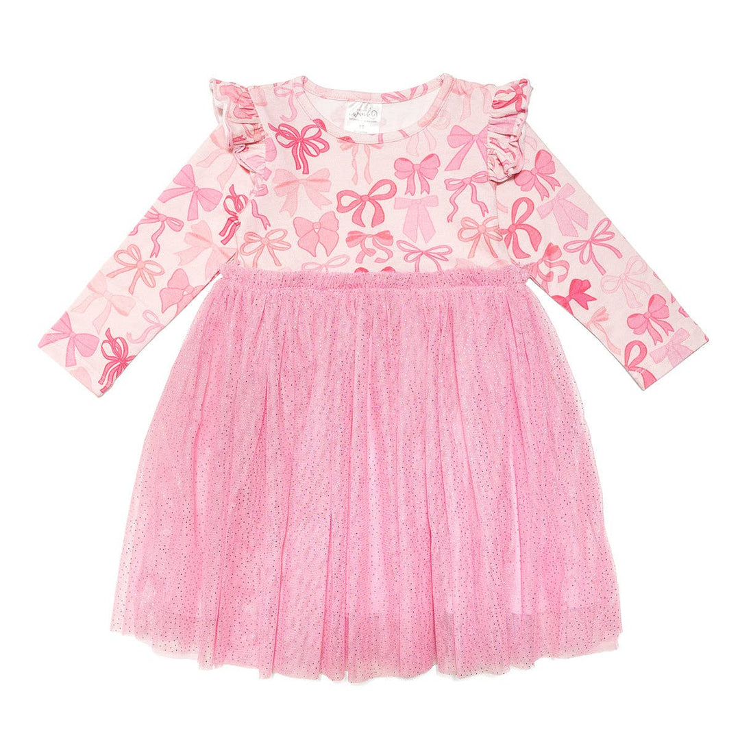 Coquette Bow Long Sleeve Tutu Dress - Kids Clothes
