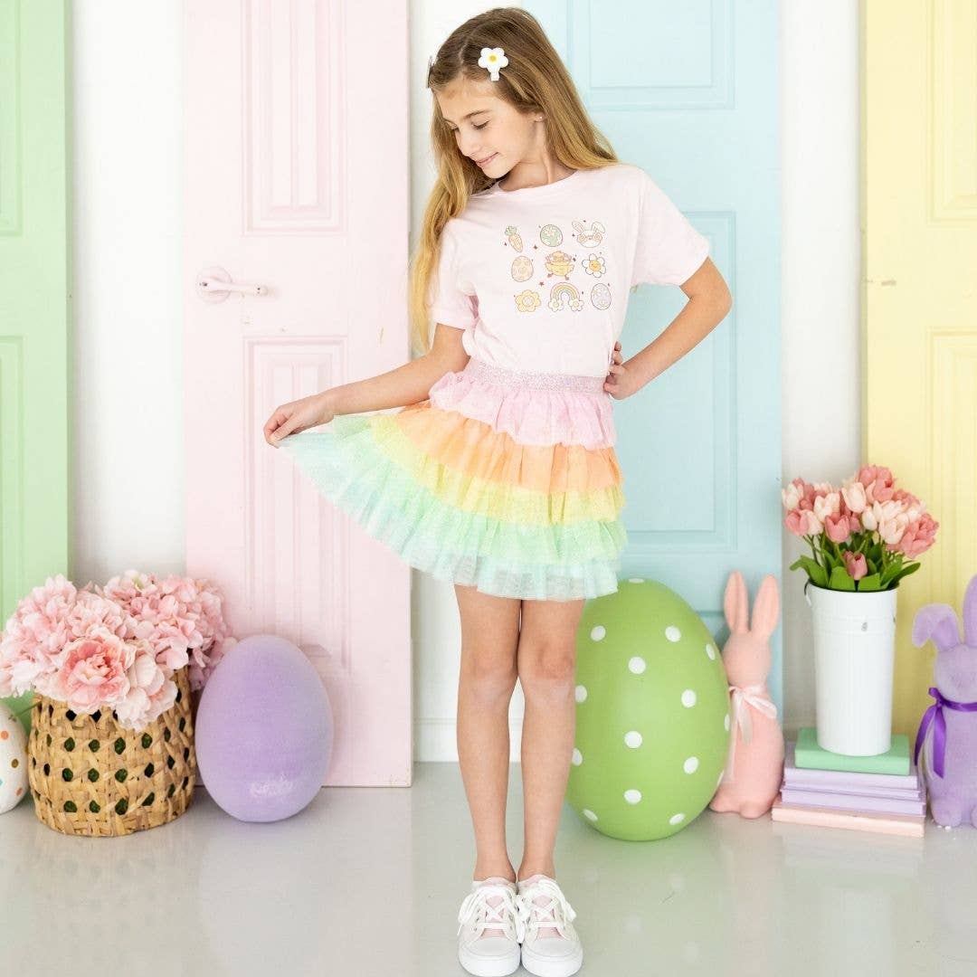 Pastel Petal Tutu - Dress Up Skirt - Spring 2025 Clothing: 4-6Y