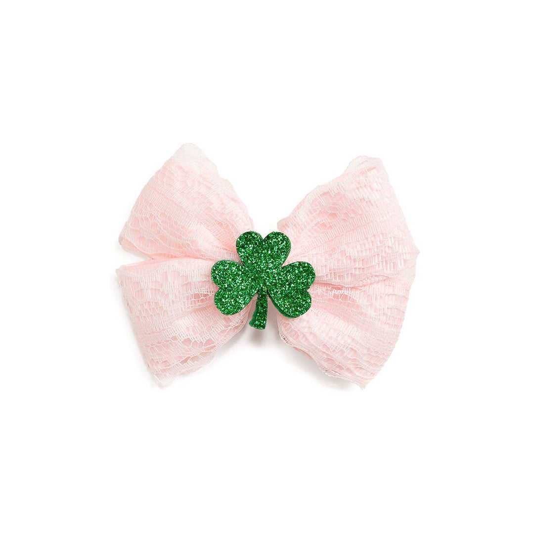 Shamrock Lace St. Patrick's Day Bow Clip - Kids Hair Bow
