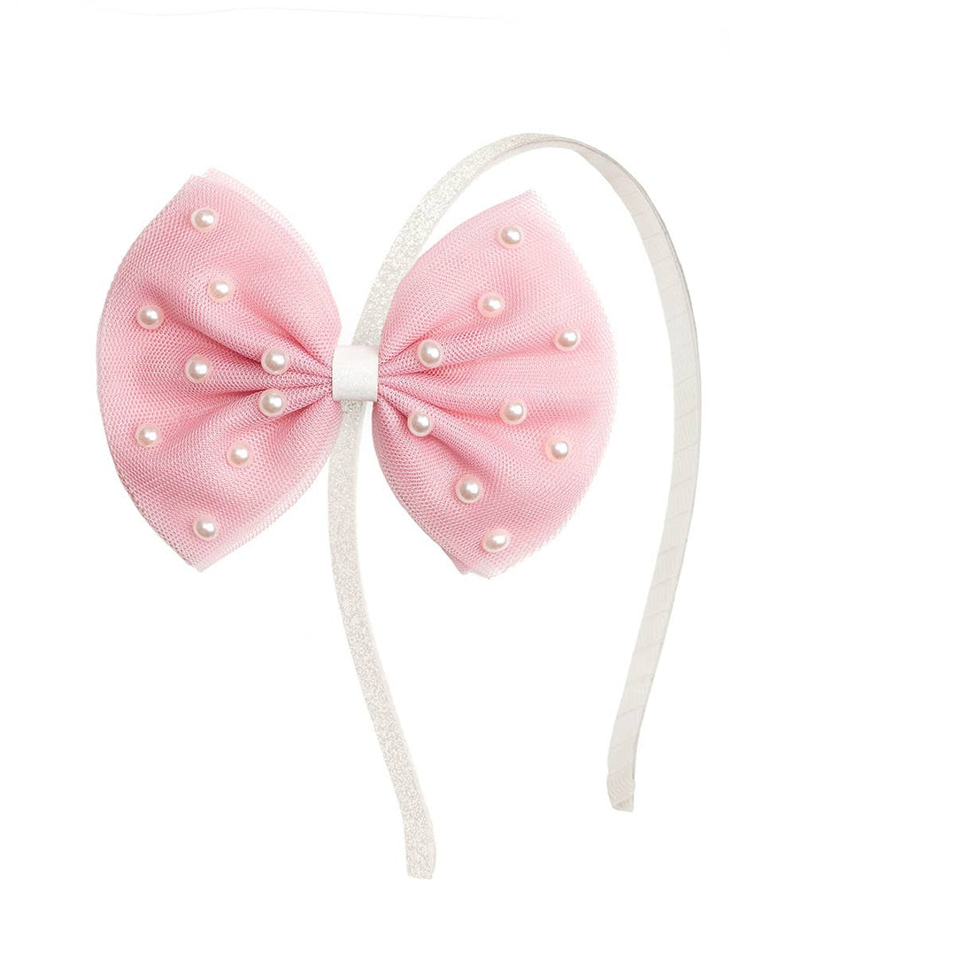 Pretty Pearl Tulle Bow Headband - Kids Hair Accessories