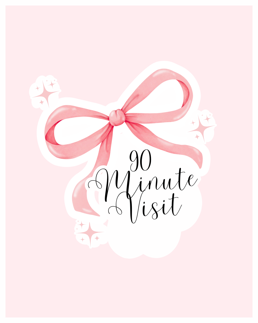 pink background with wording with a large pink bow