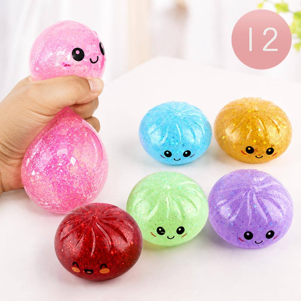12PCS - Steamed Bao Bun Dumpling Squeeze Squishy Stress Relief Toy