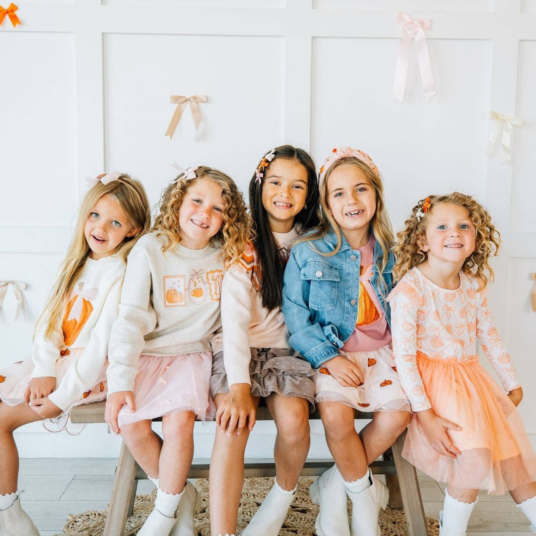 Pumpkin Tulle Bow Headband - Kids Hair Accessories - Fall