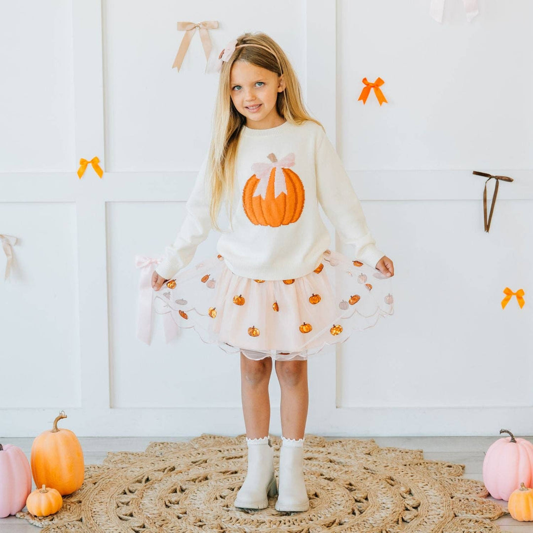 Pumpkin Tulle Bow Headband - Kids Hair Accessories - Fall