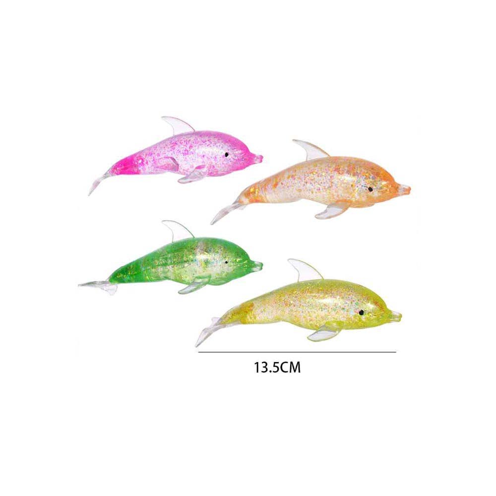 12PCS - Glitter Dolphin Squeeze Squishy Stress Relief Toy