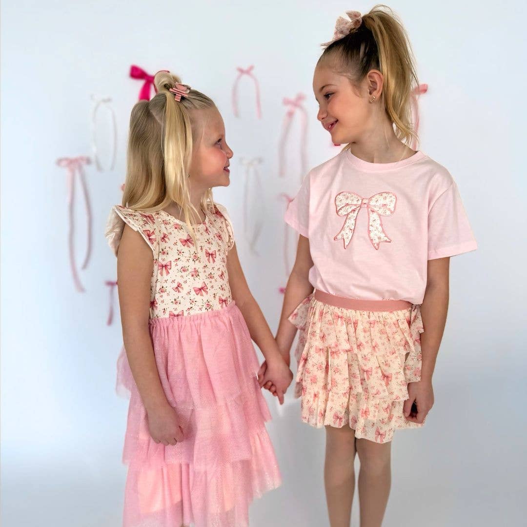 Ditsy Floral Bow Patch Short Sleeve T-Shirt - Spring 2025