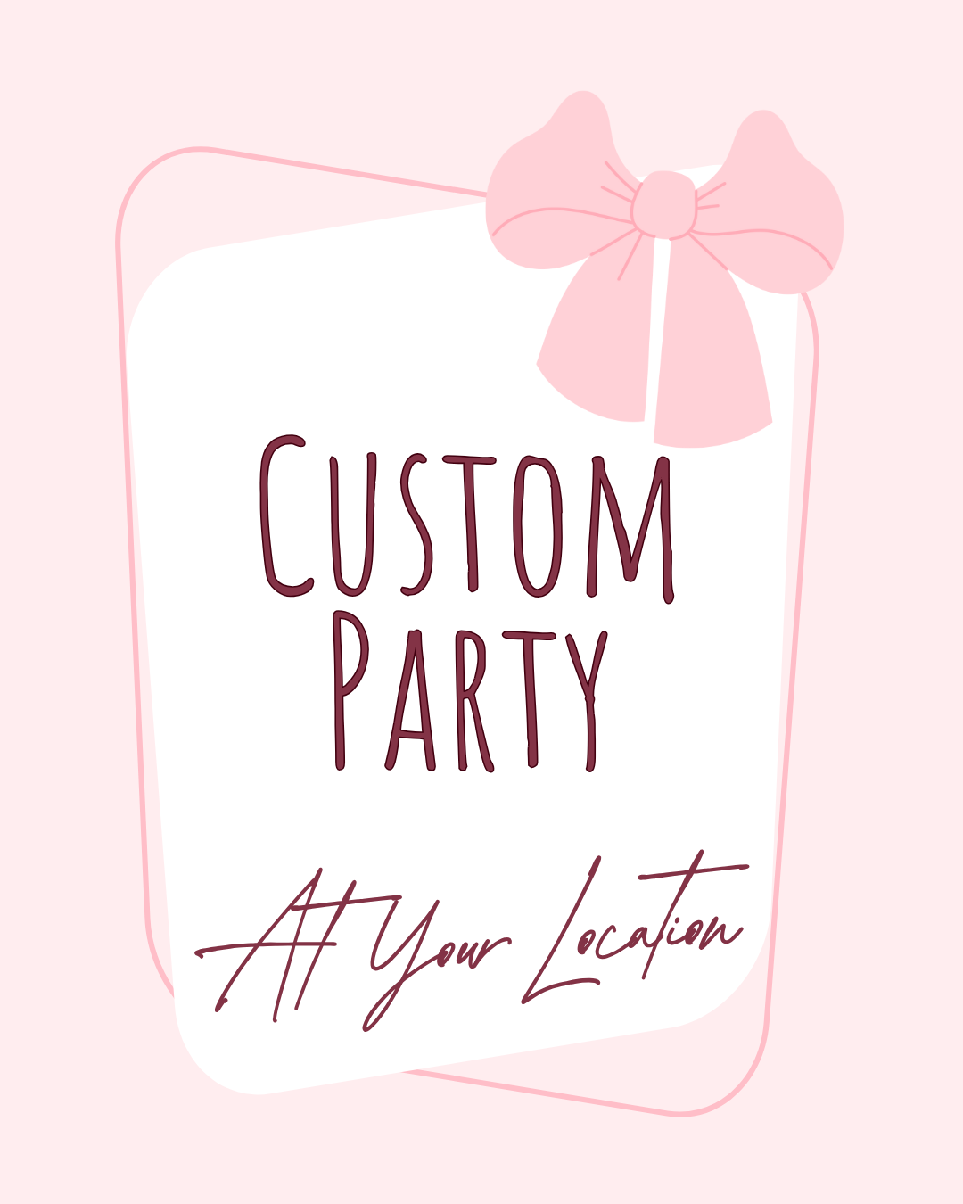 Custom party option graphic with pink background