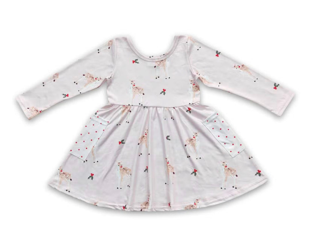 Blush Reindeer Pocket Dress