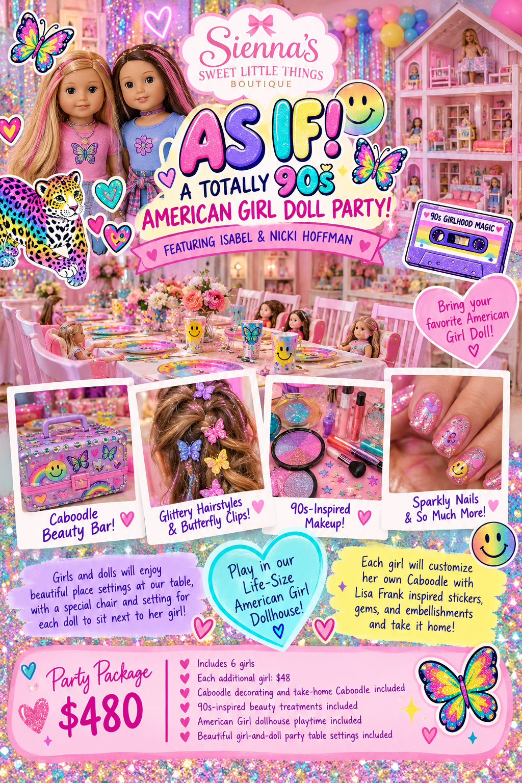 American Girl Isabel & Nikki themed 90’s Party
