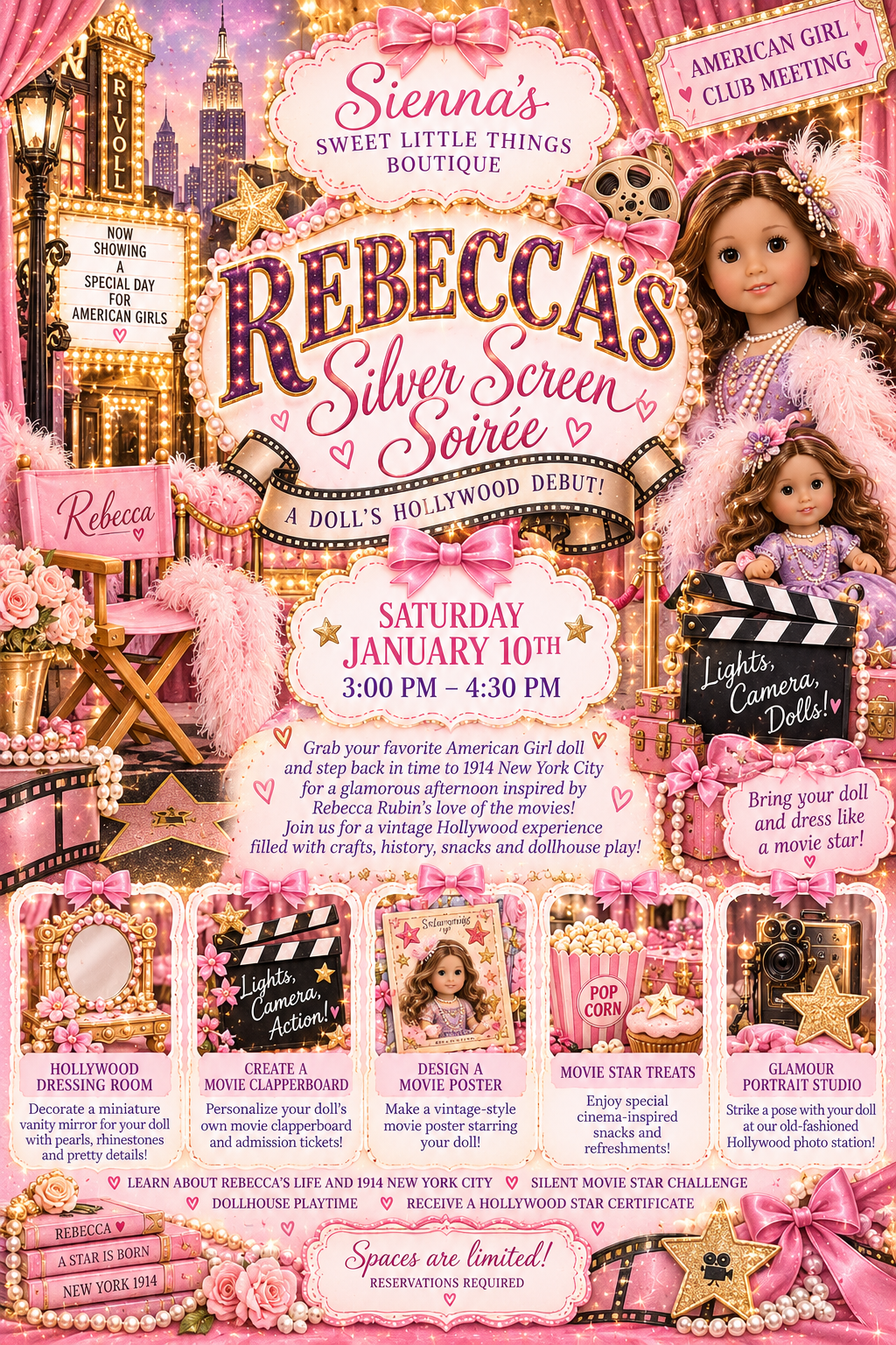 1/10 3pm-4:30pm American Girls Club: Lights, Camera, Rebecca!
