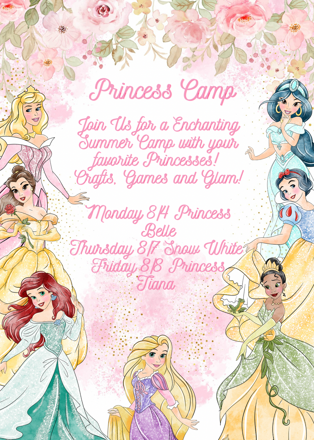 Sweet Little Summer 8/4-8/8 Princess Camp 10am-1pm