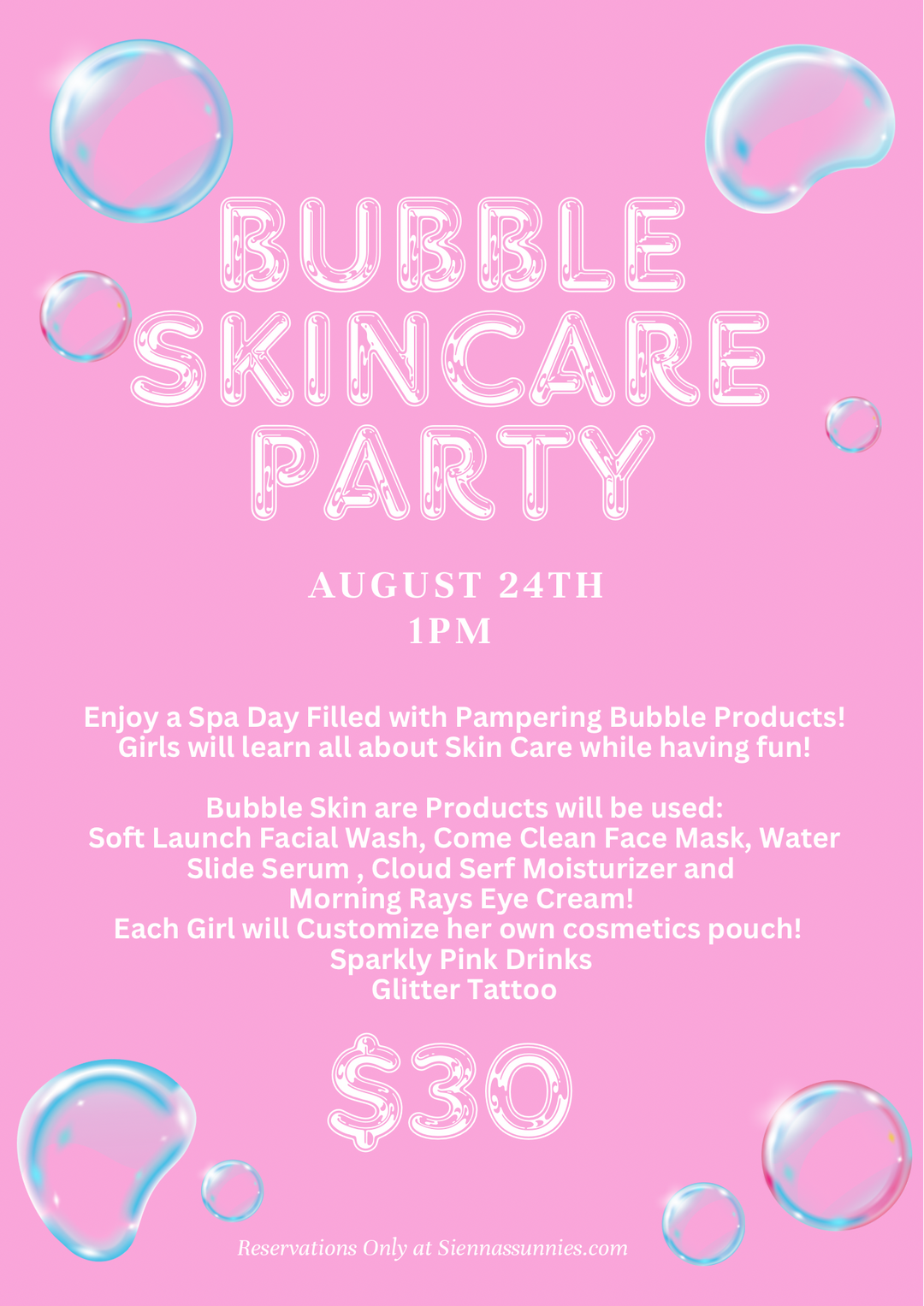8/24 1pm Bubble Skincare Party