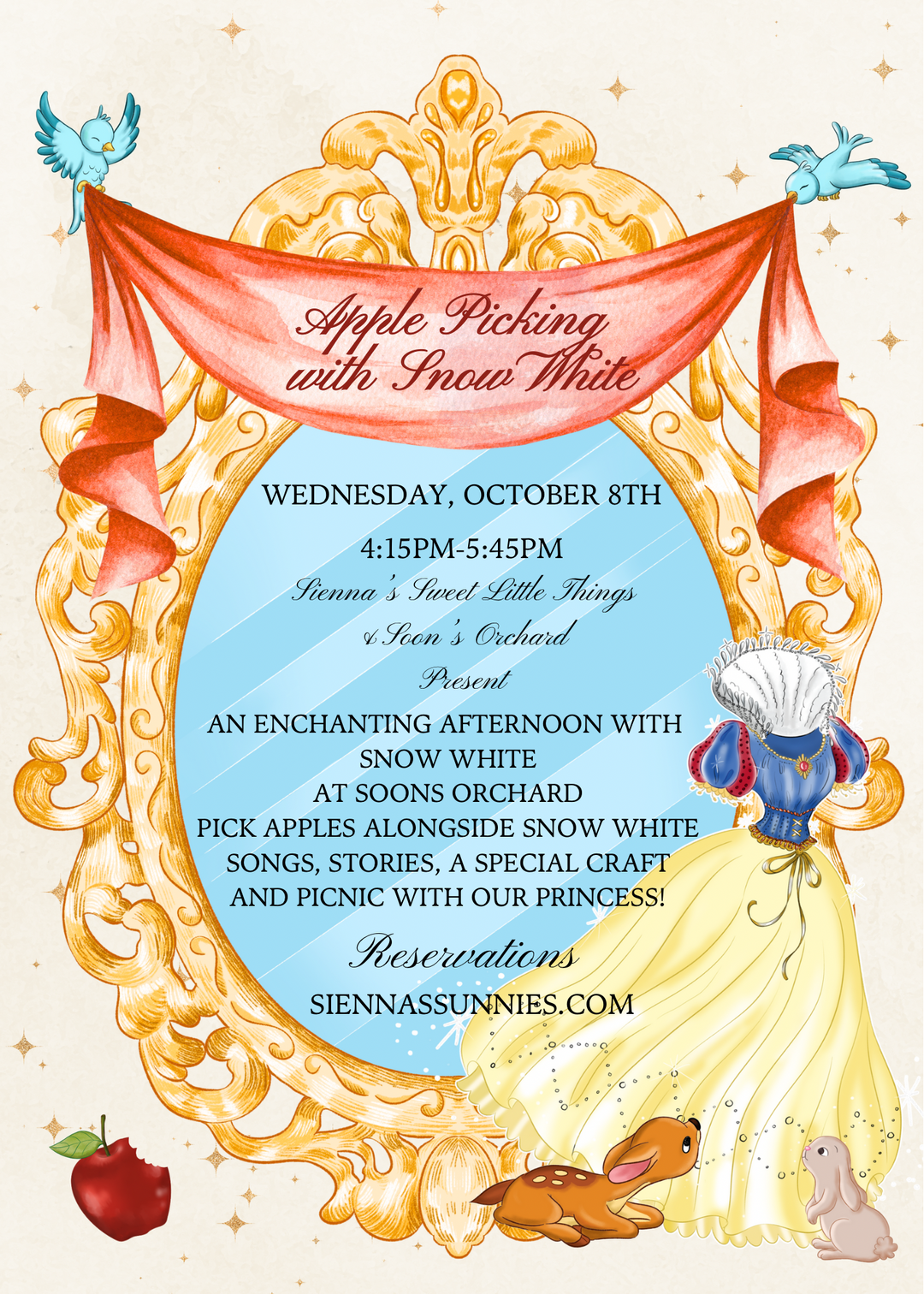 10/8 Apple Picking With Snow White 4:15pm