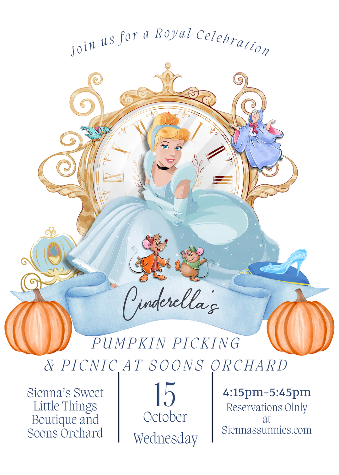 10/15 Pumpkin Picking With Cinderella 4:15pm