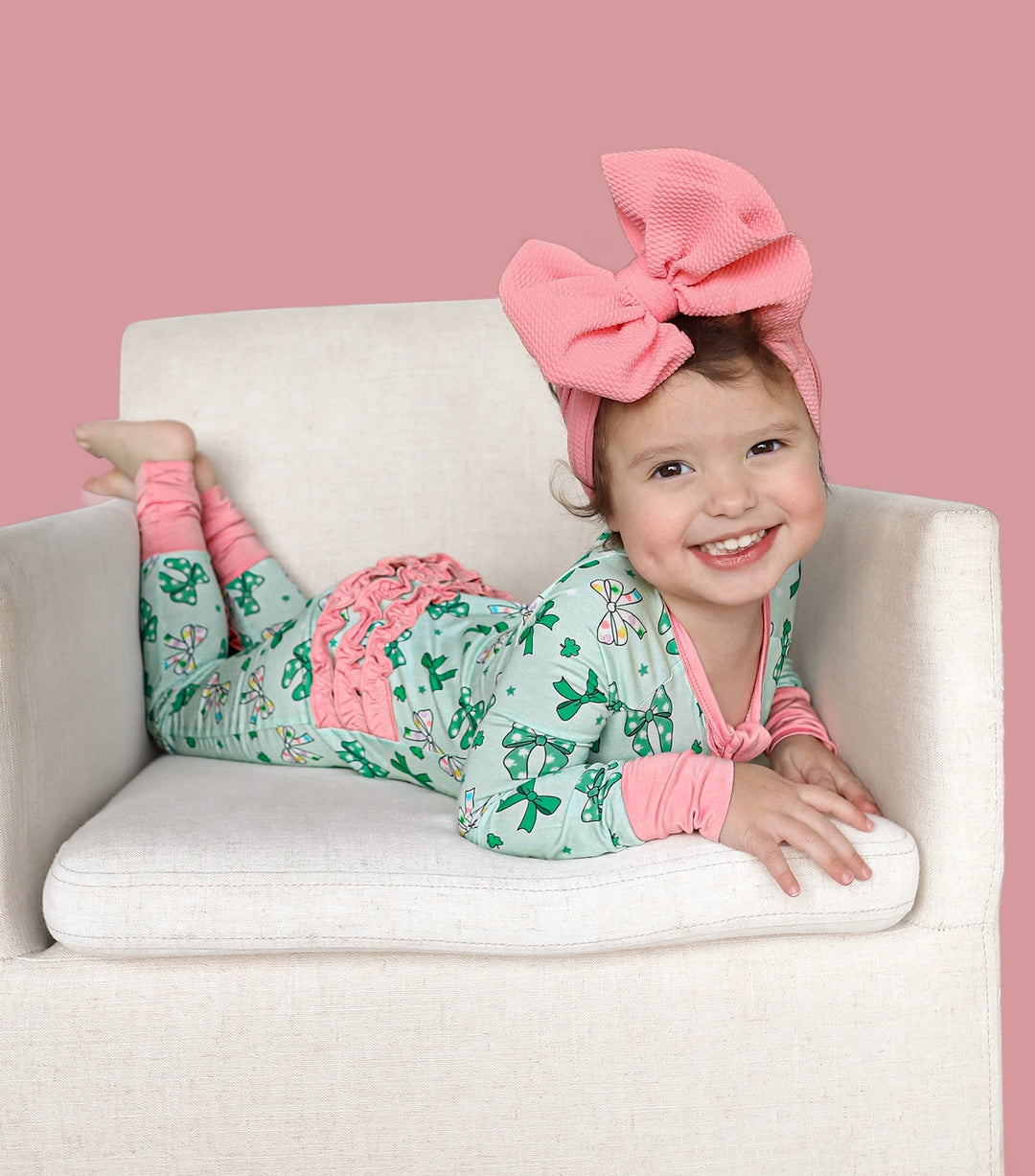 Clover Bows Dream Ruffle Romper