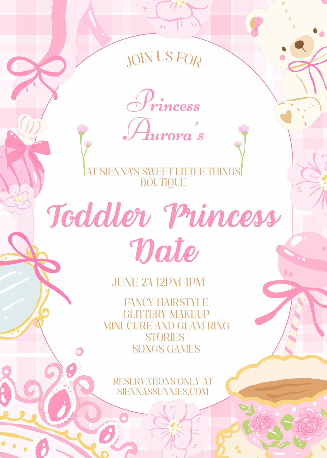 6/24 12noon-1pm Princess Aurora’s Toddler Princess Date