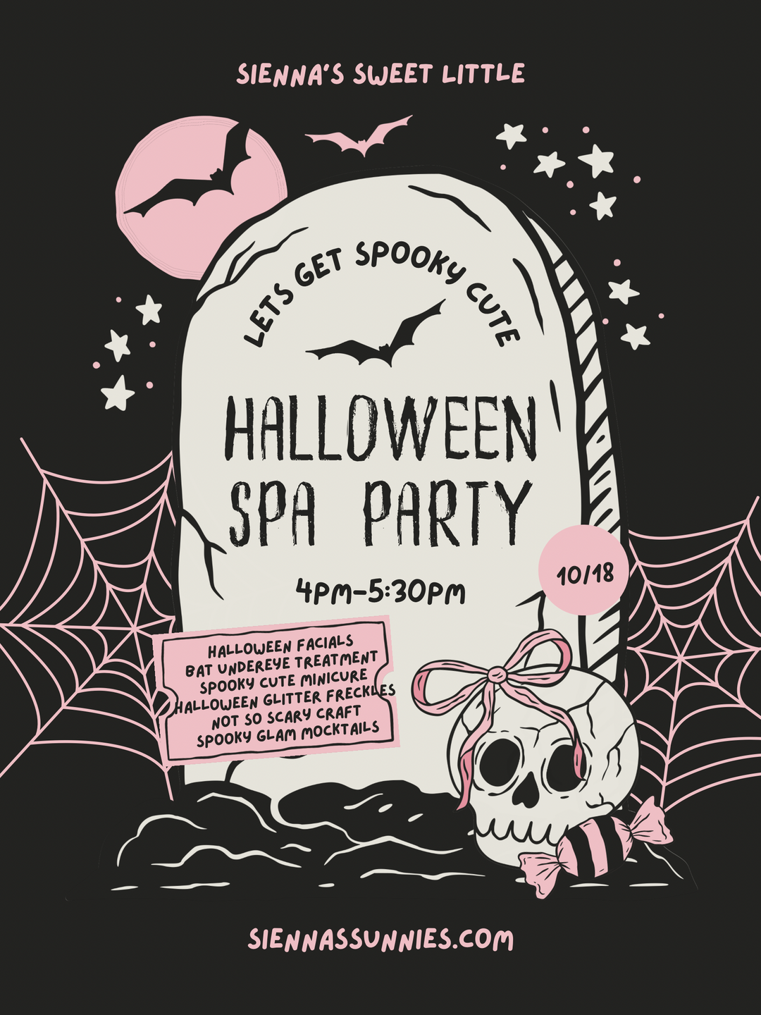 10/18 4pm Halloween Spa Party