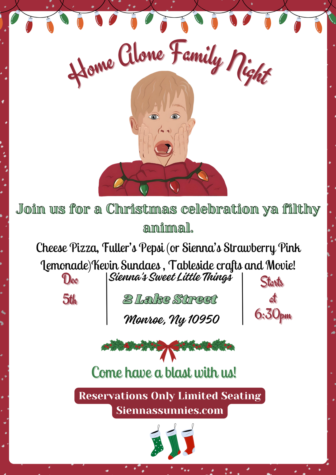12/5 6:30pm Home Alone Family Night
