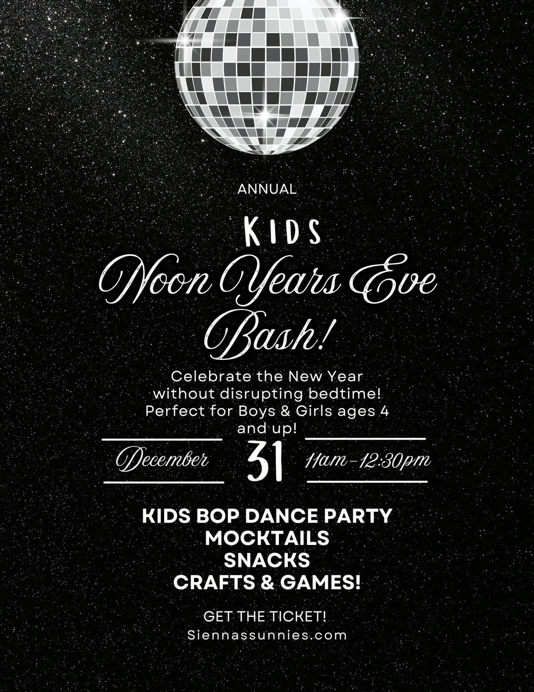 12/31 Annual Noon Years Eve Bash