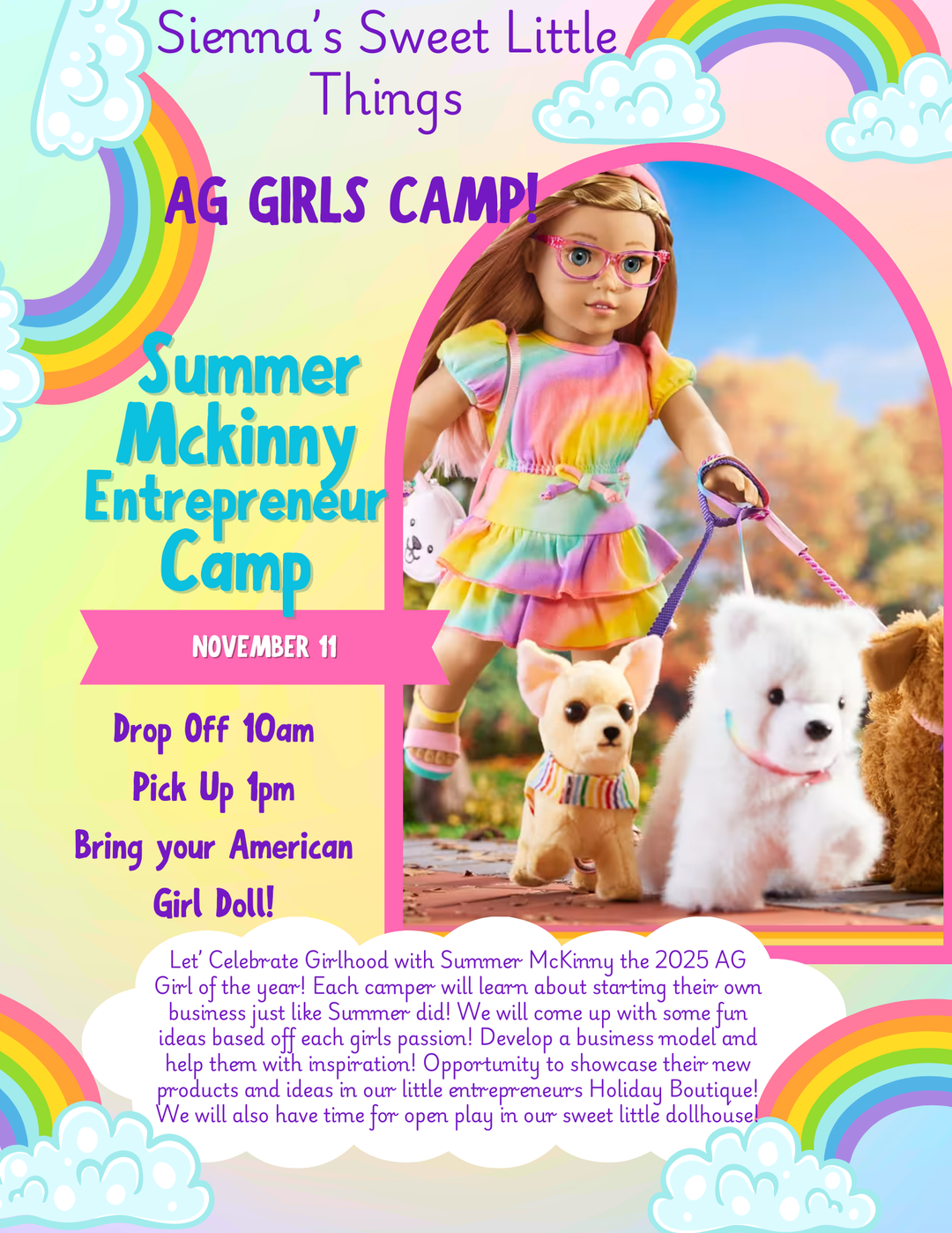 11/11 10am-1pm American Girl of the year 2025 Summer Entrepreneur Camp Deposit