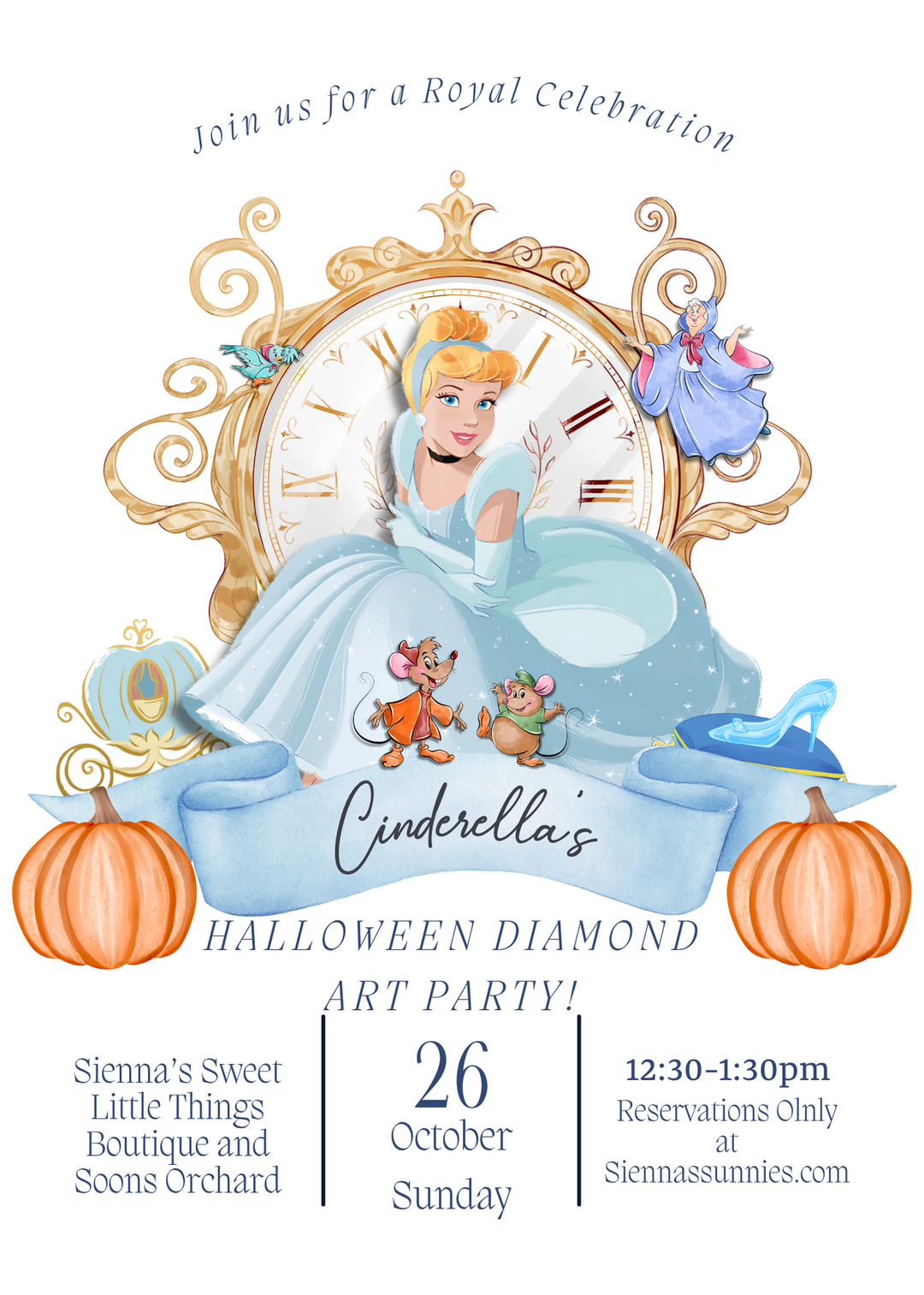 10/26 12:30pm-1:30pm Cinderella's Halloween Diamond Art Party