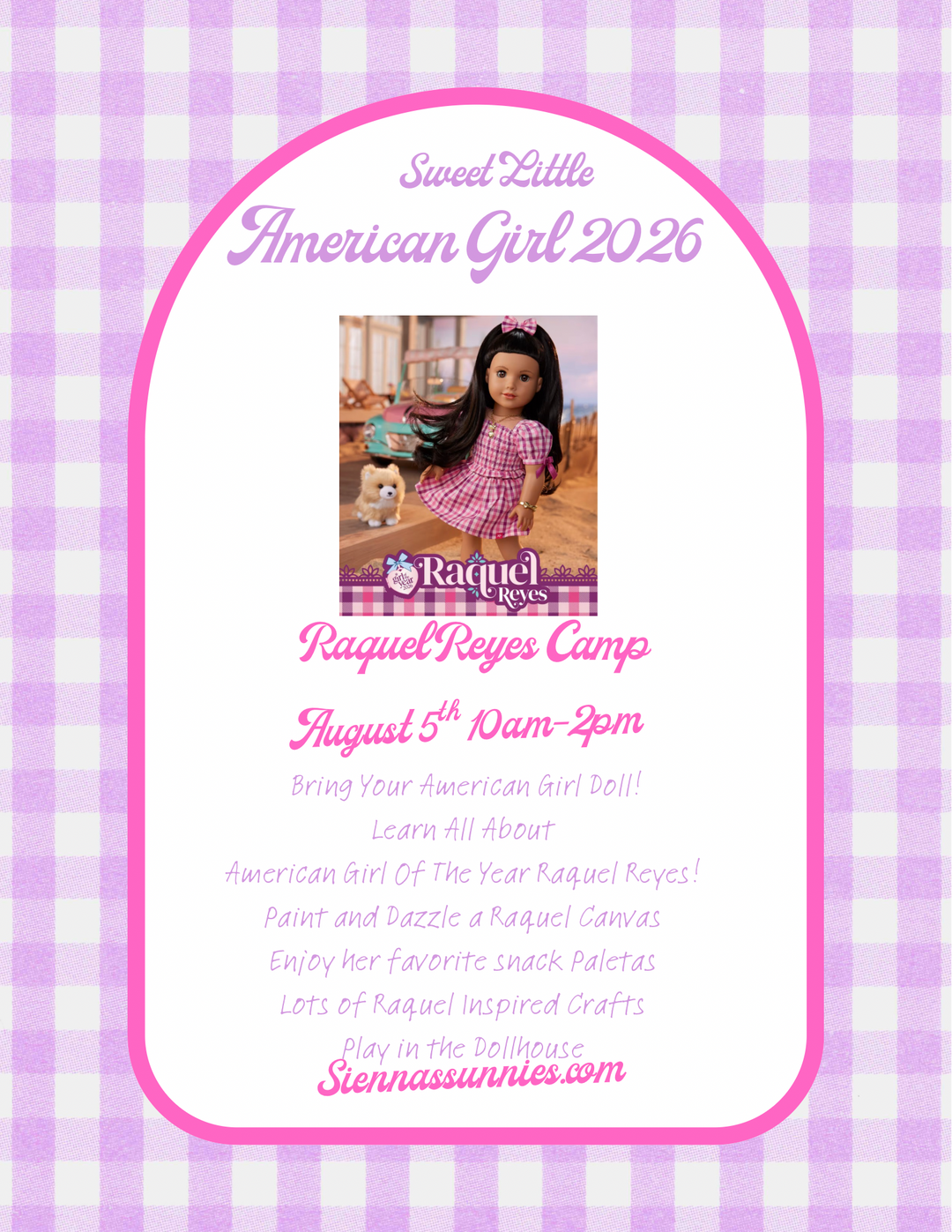 8/3-8/5 10am-2pm American Girls of the Year Vacation Camp