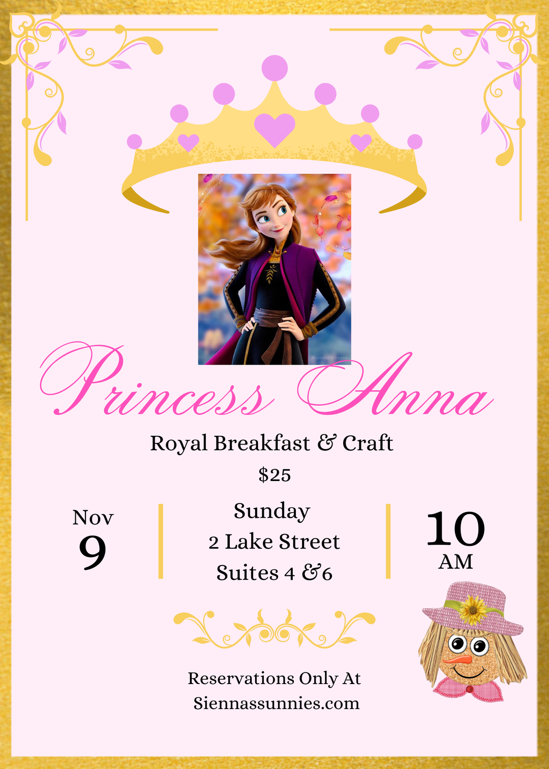 11/9 10am-11am Princess Anna’s Thankful Breakfast & Craft