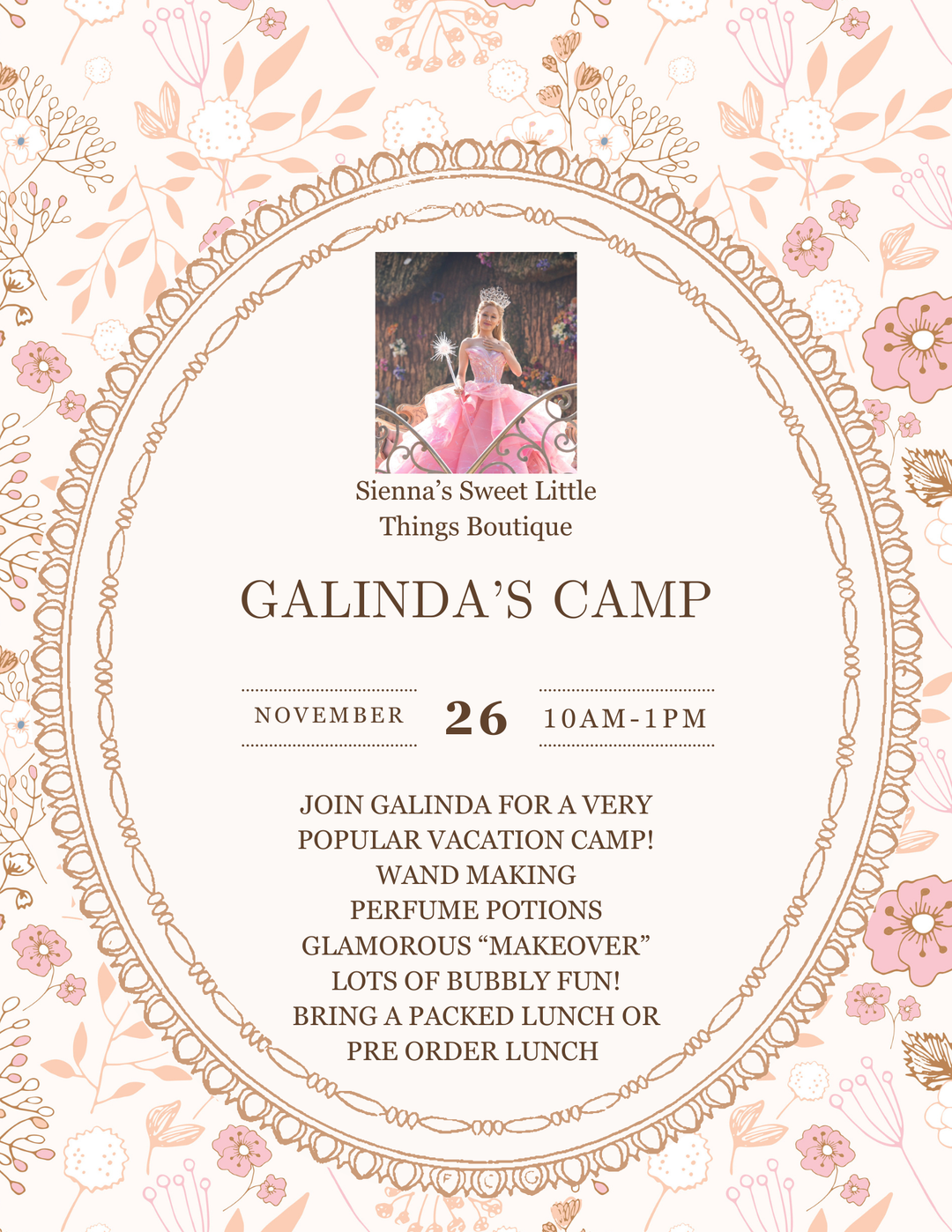 11/26 Galinda’s Vacation Camp Deposit