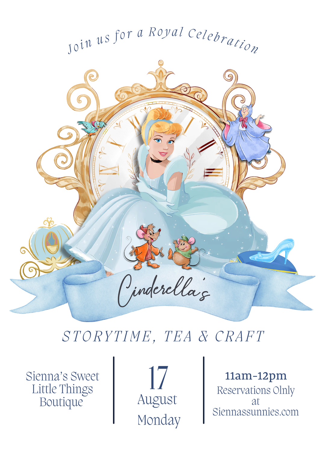 8/17 11am Cinderella Storytime Tea & Craft