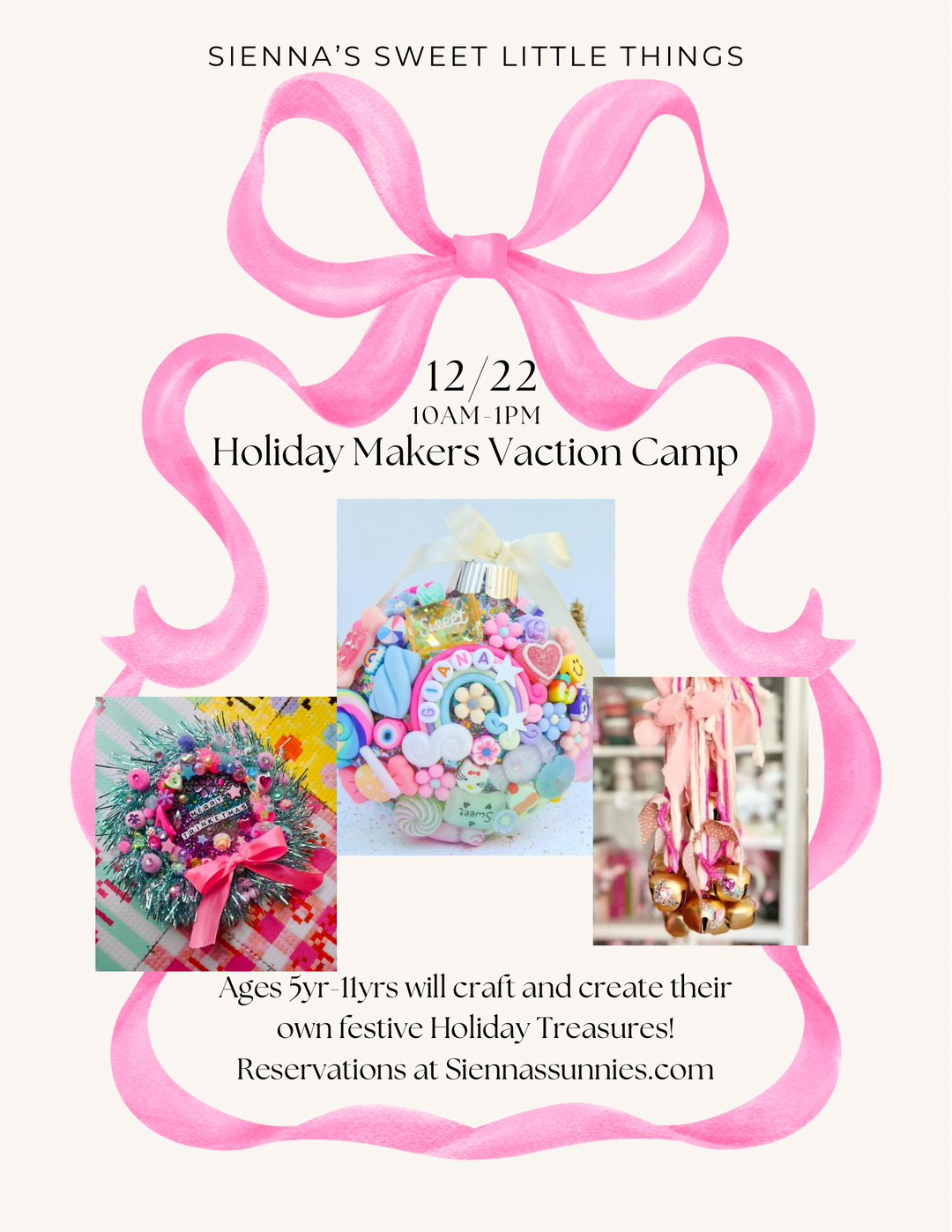 12/22 Holiday Makers Vacation Camp ages 5-11yrs