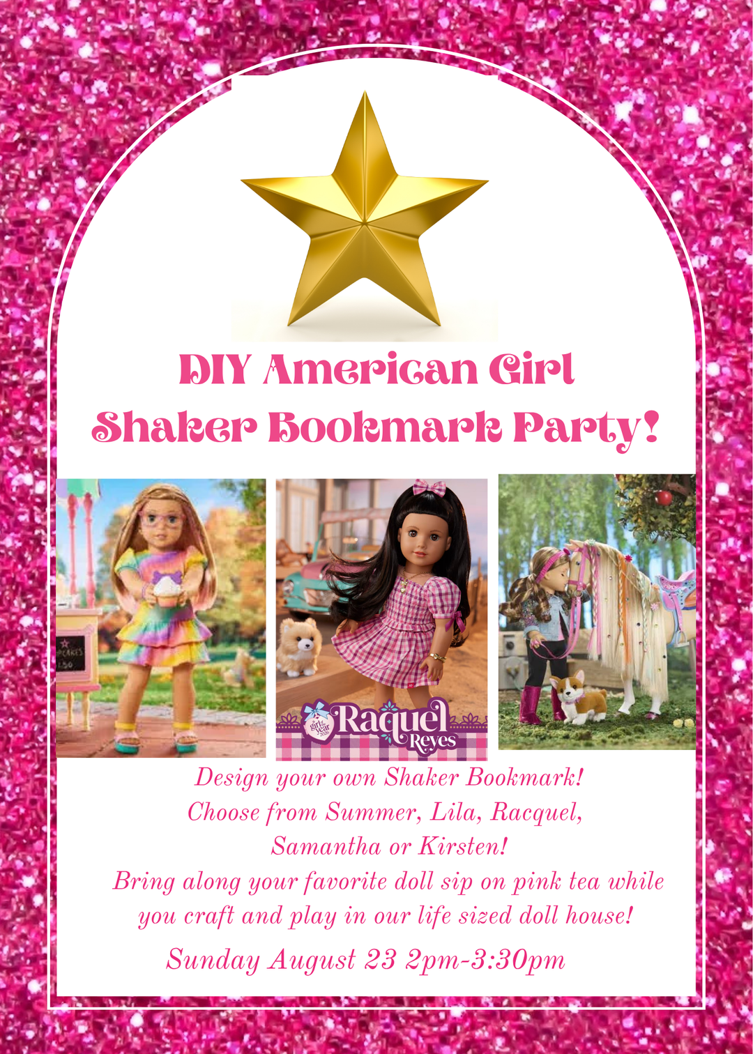 8/23 2pm American Girl Shaker Bookmark Tea Party & Open Play