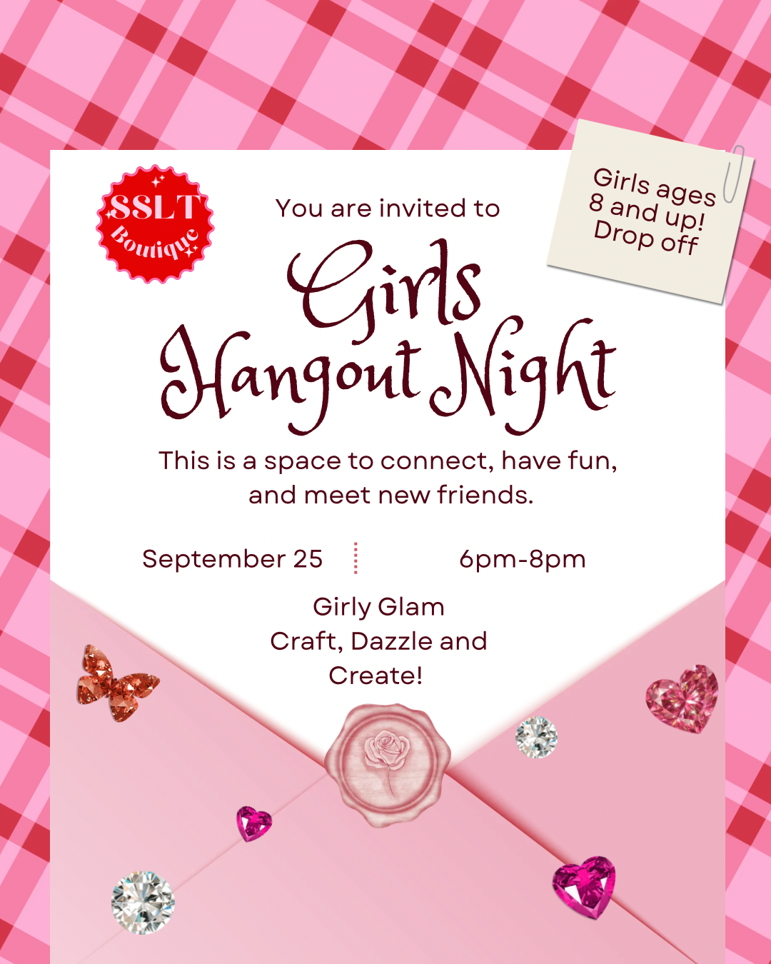 9/25 6pm-8pm Girls Hang Out Night