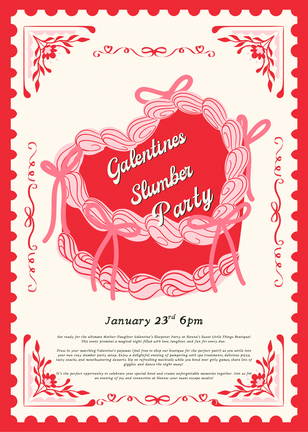 1/23 6pm Mother Daughter Galentines PJ Party