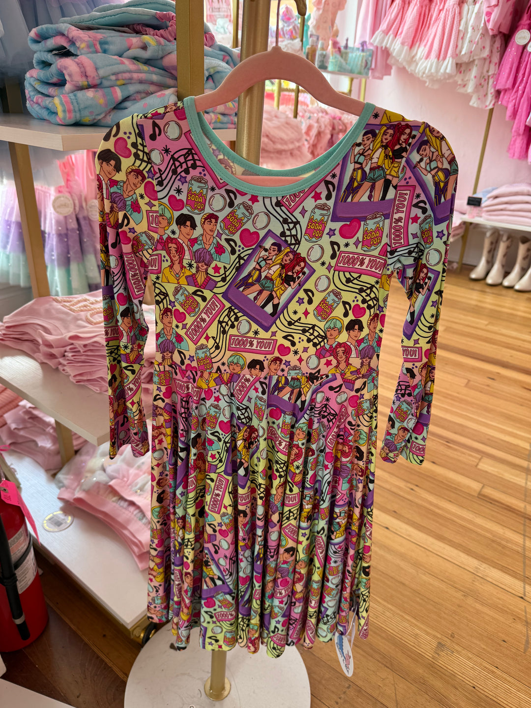 K pop teal bamboo dress