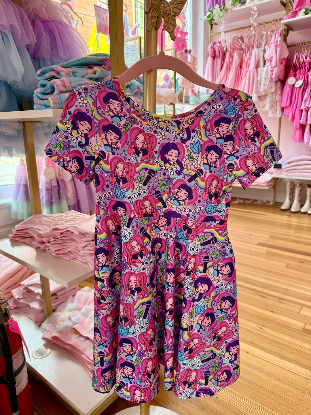 Print music print short sleeve girls dress