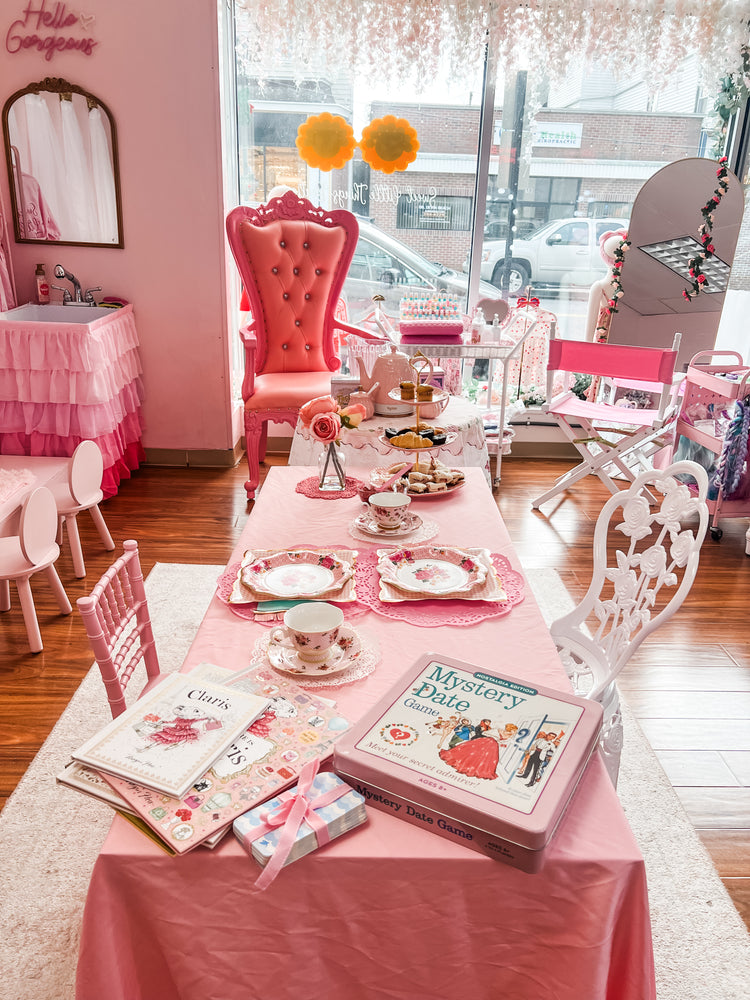 Table with tea party items 