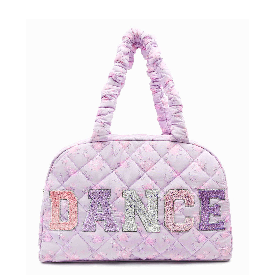 'DANCE' Floral Printed Quilted Medium Duffle Bag