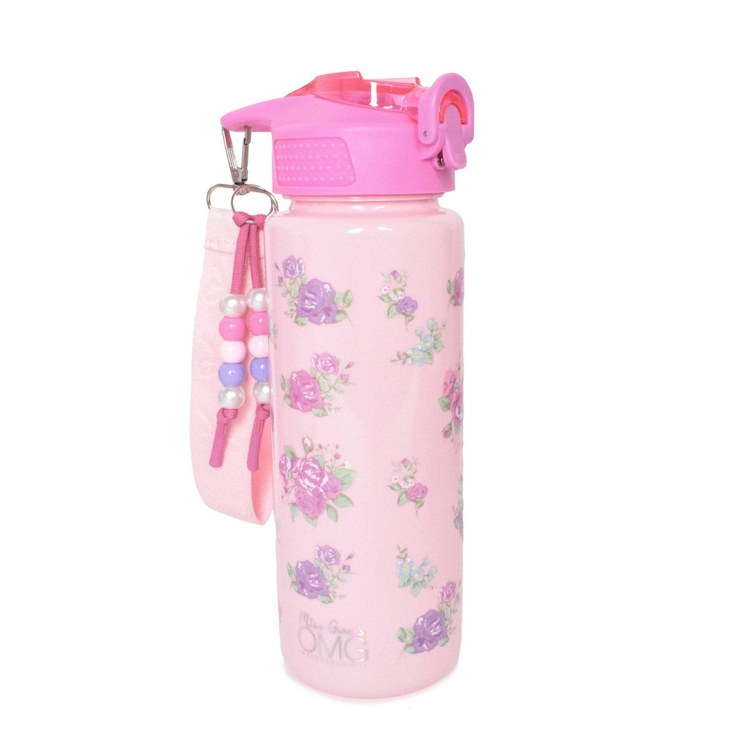 Floral Printed Plastic Water Bottle with Wristlet