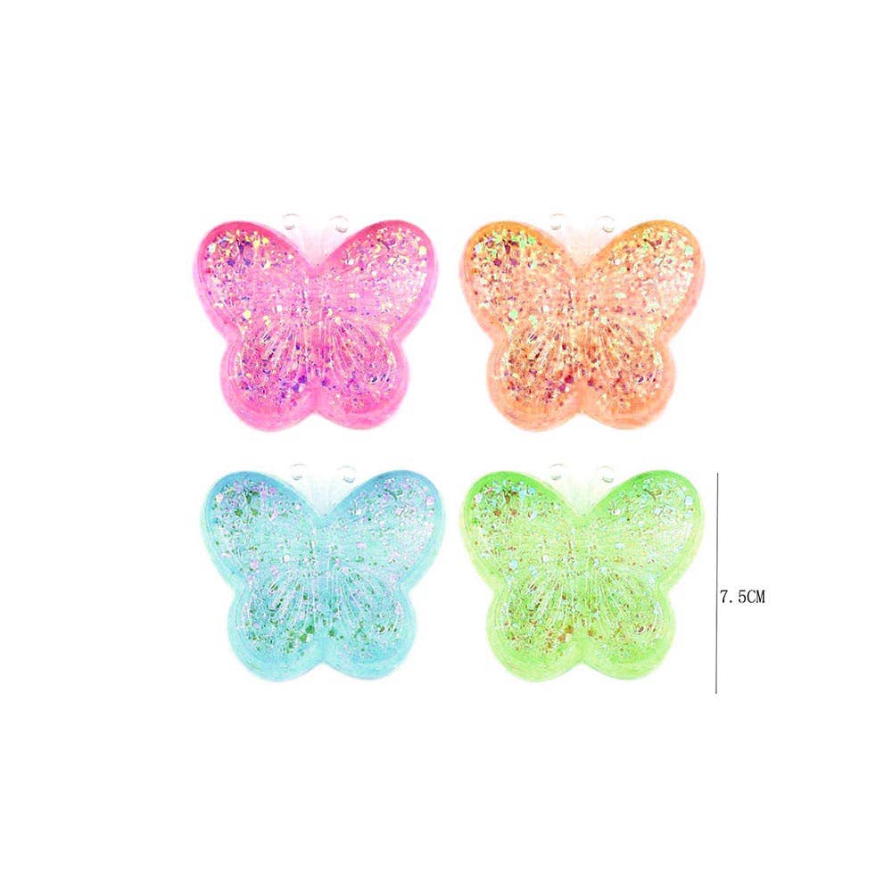 12PCS - Glitter Butterfly Squeeze Squishy Stress Relief Toy