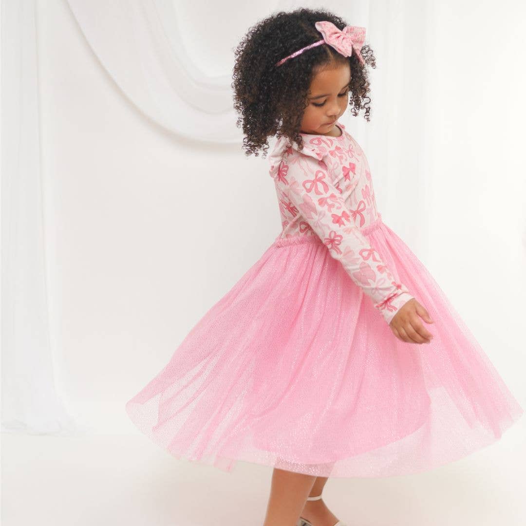 Coquette Bow Long Sleeve Tutu Dress - Kids Clothes