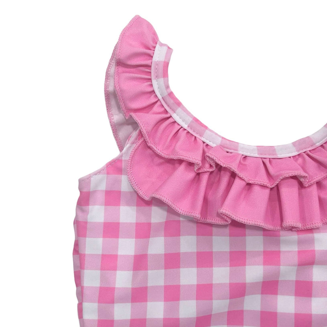 Girls Swimsuit - Pink Gingham