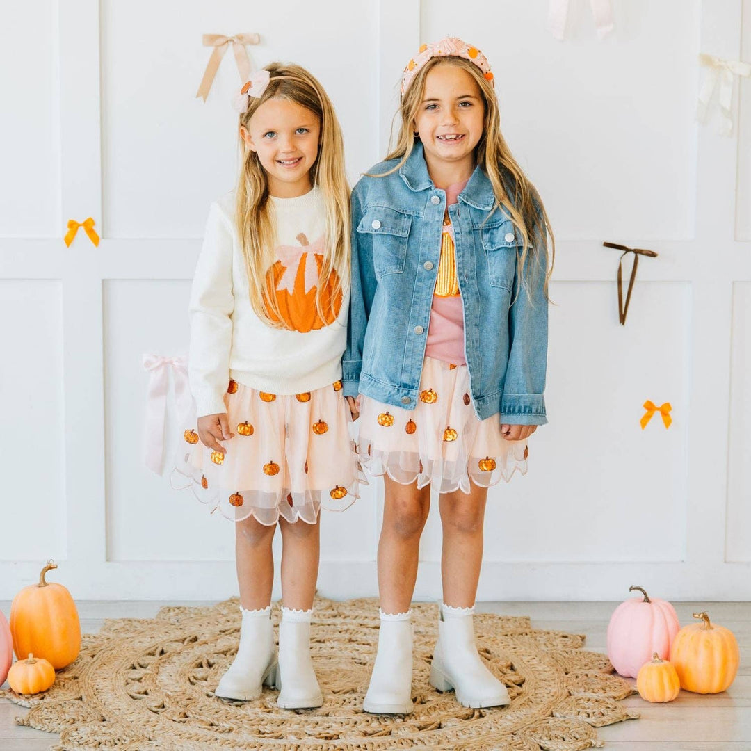 Pumpkin Tulle Bow Headband - Kids Hair Accessories - Fall