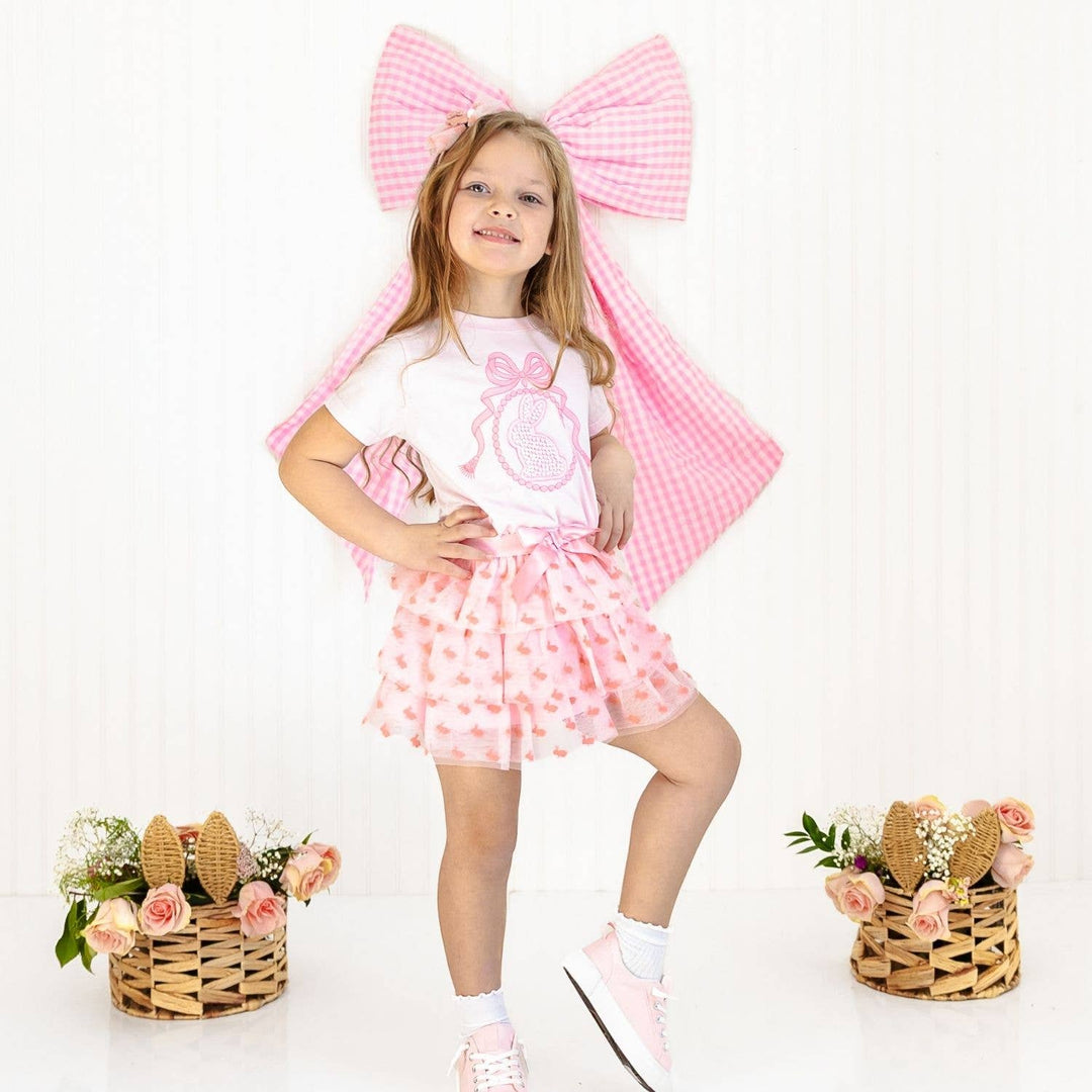 Bunny Locket Pearl Patch Easter Short Sleeve T-Shirt - Kids