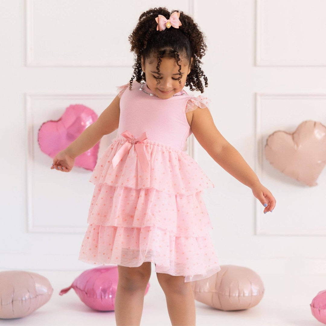 Heart Charm Glitter Bow Clip - Hair Accessories