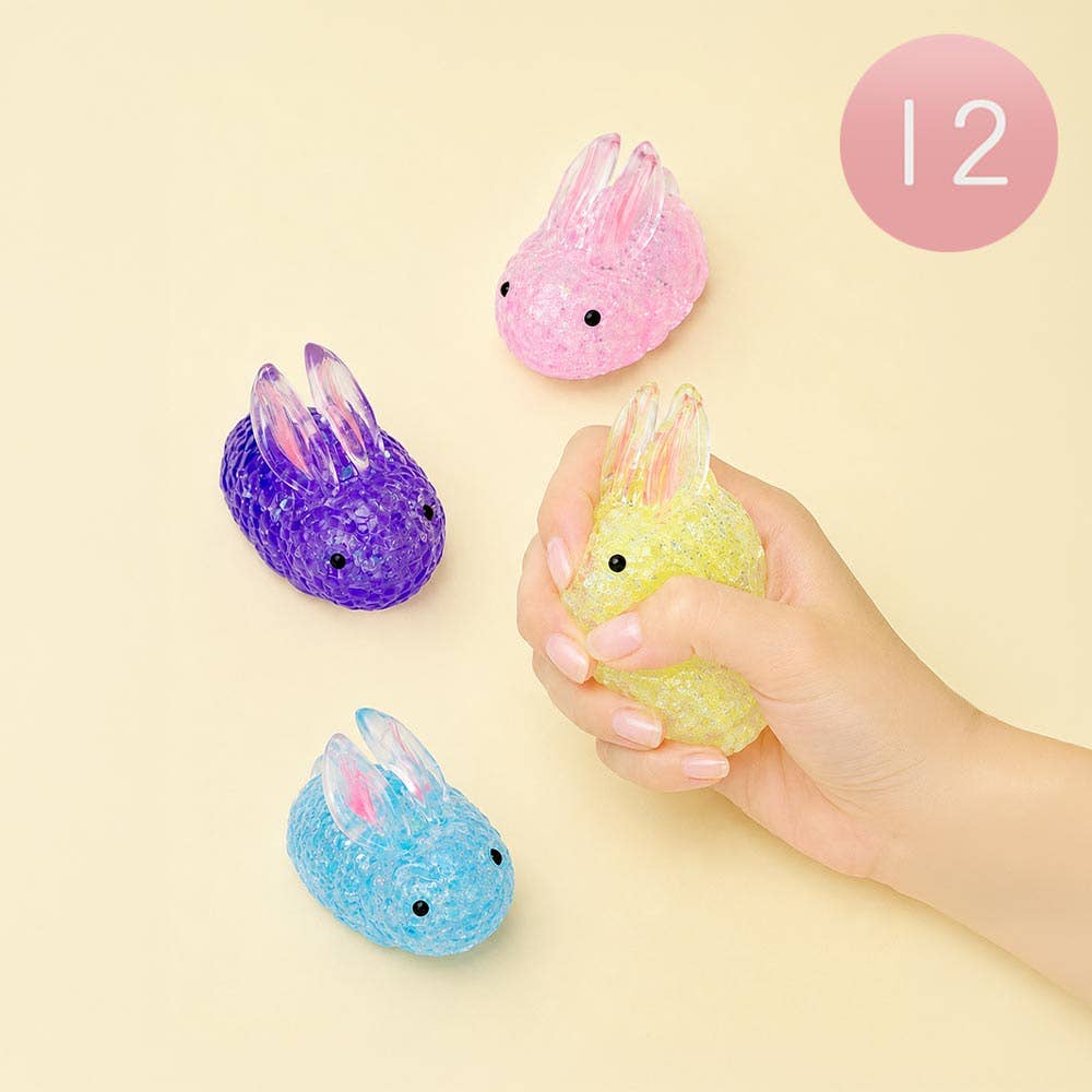 12PCS - Glitter Bunny Squeeze Squishy Stress Relief Toy