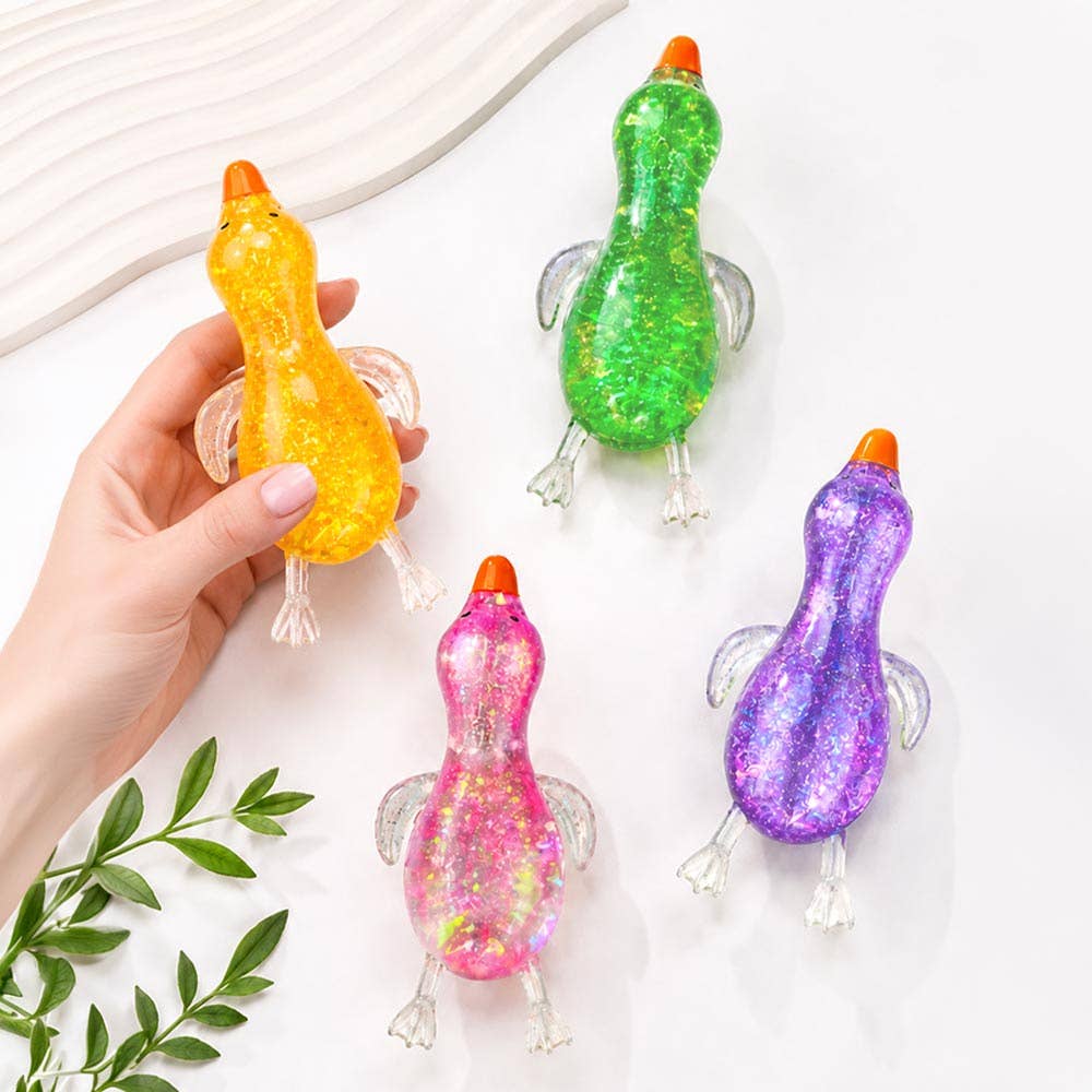 12PCS Glitter Duck Squeeze Squishy Stress Relief Toy