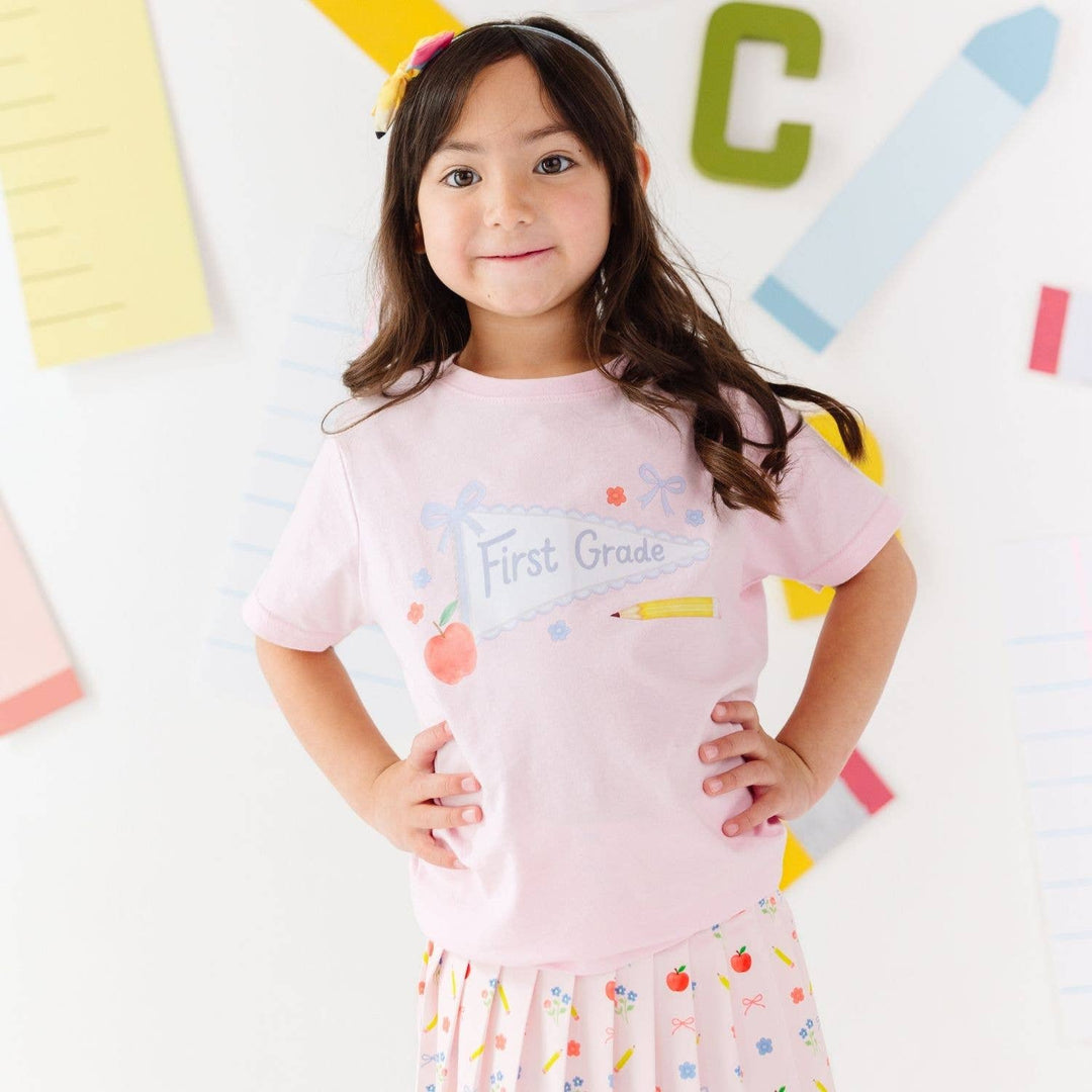 First Grade Bow Pennant Short Sleeve T-Shirt -Back To School